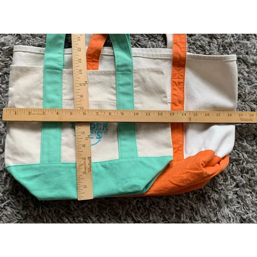 TRADER JOE’S MINI mint green & TGE Black Dog Marthas Vineyard CANVAS Tote Bag Lo